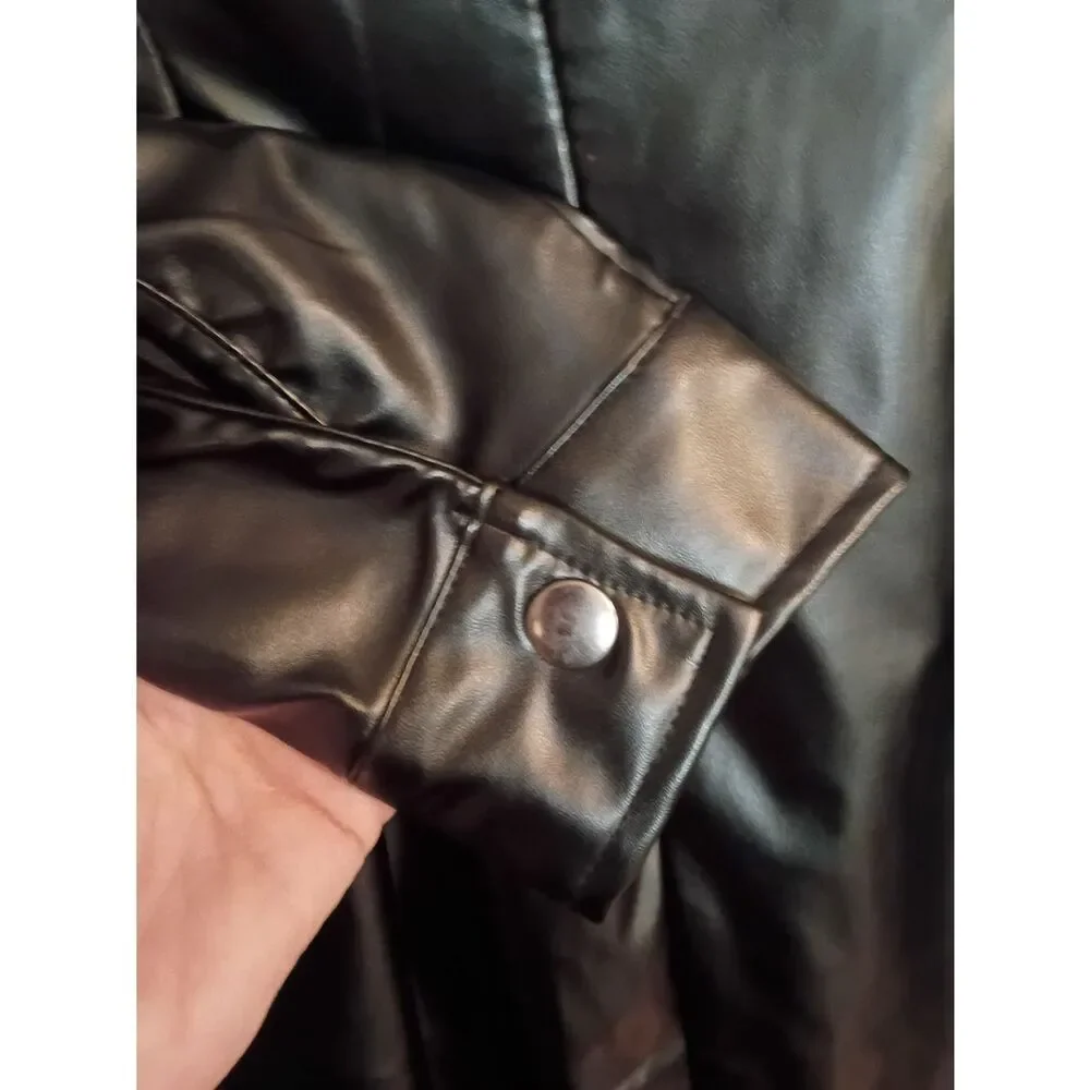 Forever 21 Black Faux Leather Twist-Front Mini Dress